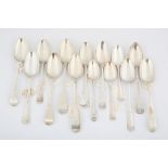 Fourteen various 18th Century silver table spoons, 23.5 ozs 730 grams SILVER COLLECTION OF SIR