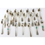 Large quantity of George III and later silver tea spoons, approx twenty five, 12.