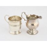 Small George III silver cream jug with shaped borders, 2.1 ozs 68 grams and a small silver