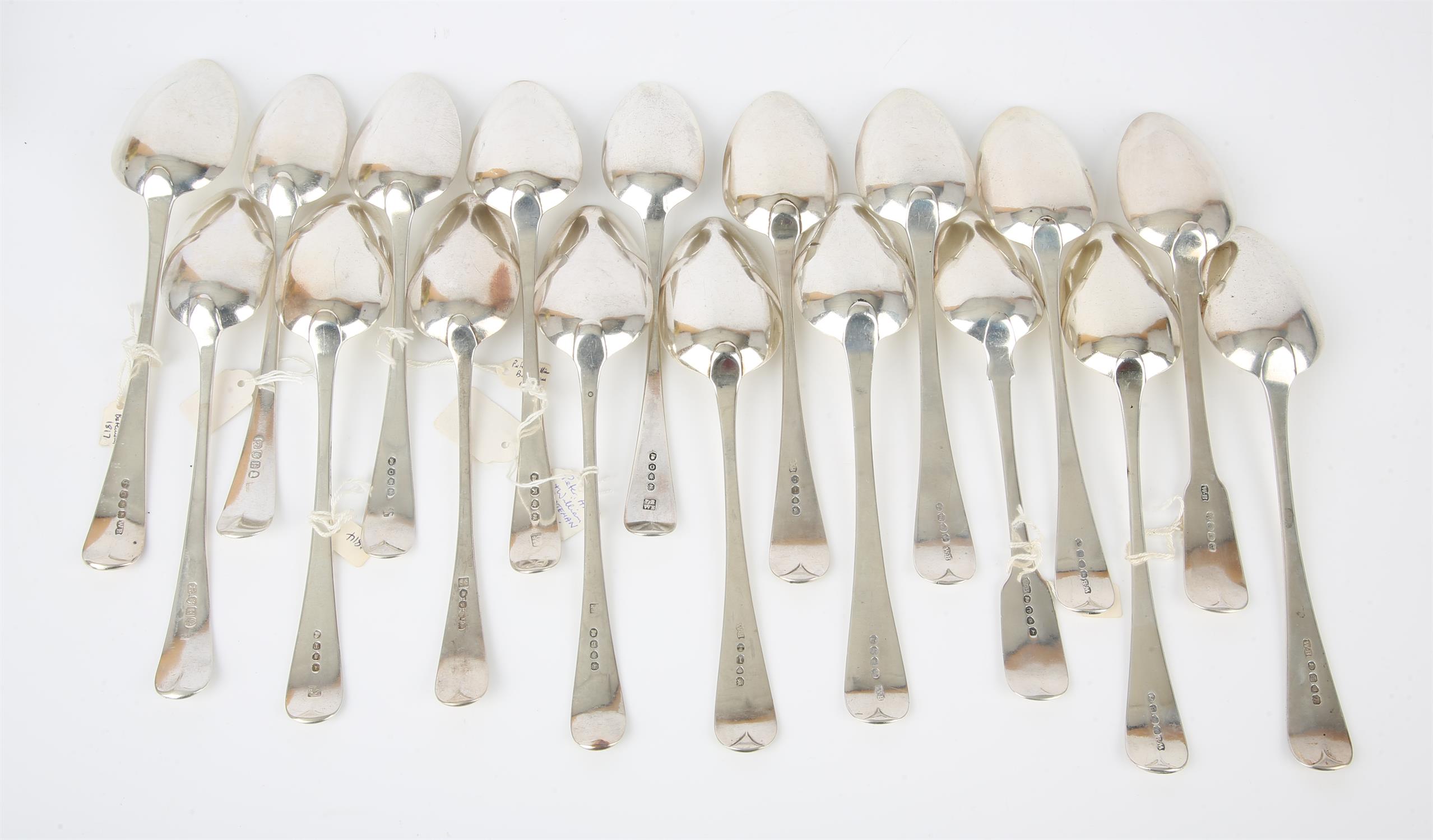 Collection of eighteen George III and later silver table spoons, 35.4 ozs 1102 grams SILVER - Image 2 of 2