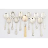 Collection of eleven various fancy silver spoons, 8.3 ozs, 259 grams SILVER COLLECTION OF SIR