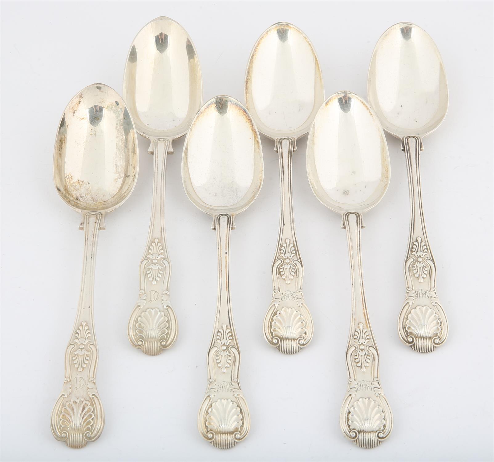 Matched kings pattern Victorian silver, double struck table spoons, two different dates, - Image 3 of 4
