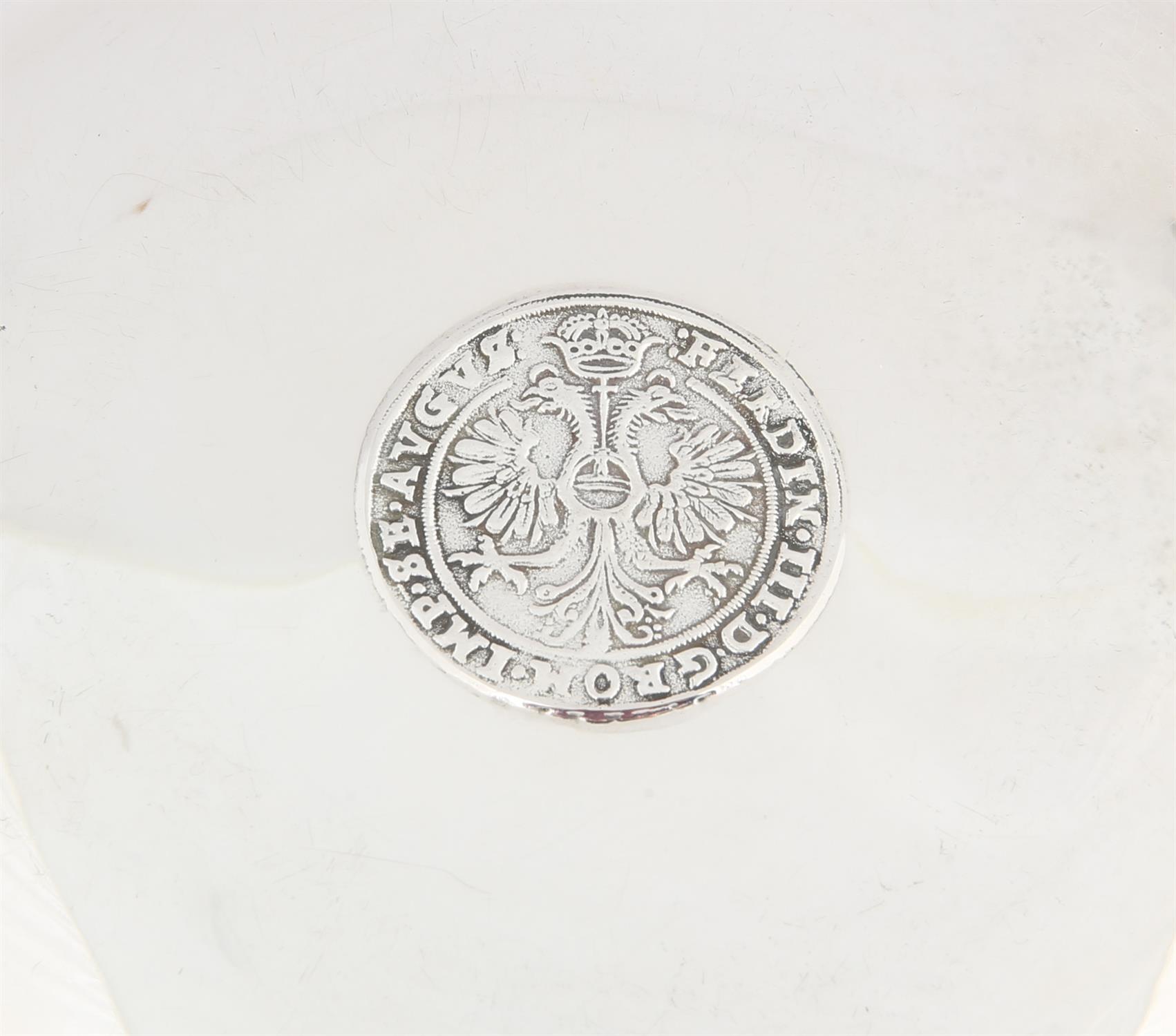 Silver dish with coin inset, stamped 935, inscribed "This silver dish was used by H R H Prince of - Image 4 of 4