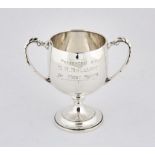 Engraved silver two handled trophy cup, Chester 1925, 6ozs 187 grams SILVER COLLECTION OF SIR
