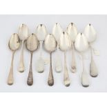 Ten various George III and later silver table spoons, 20.6 ozs 641 grams SILVER COLLECTION OF SIR