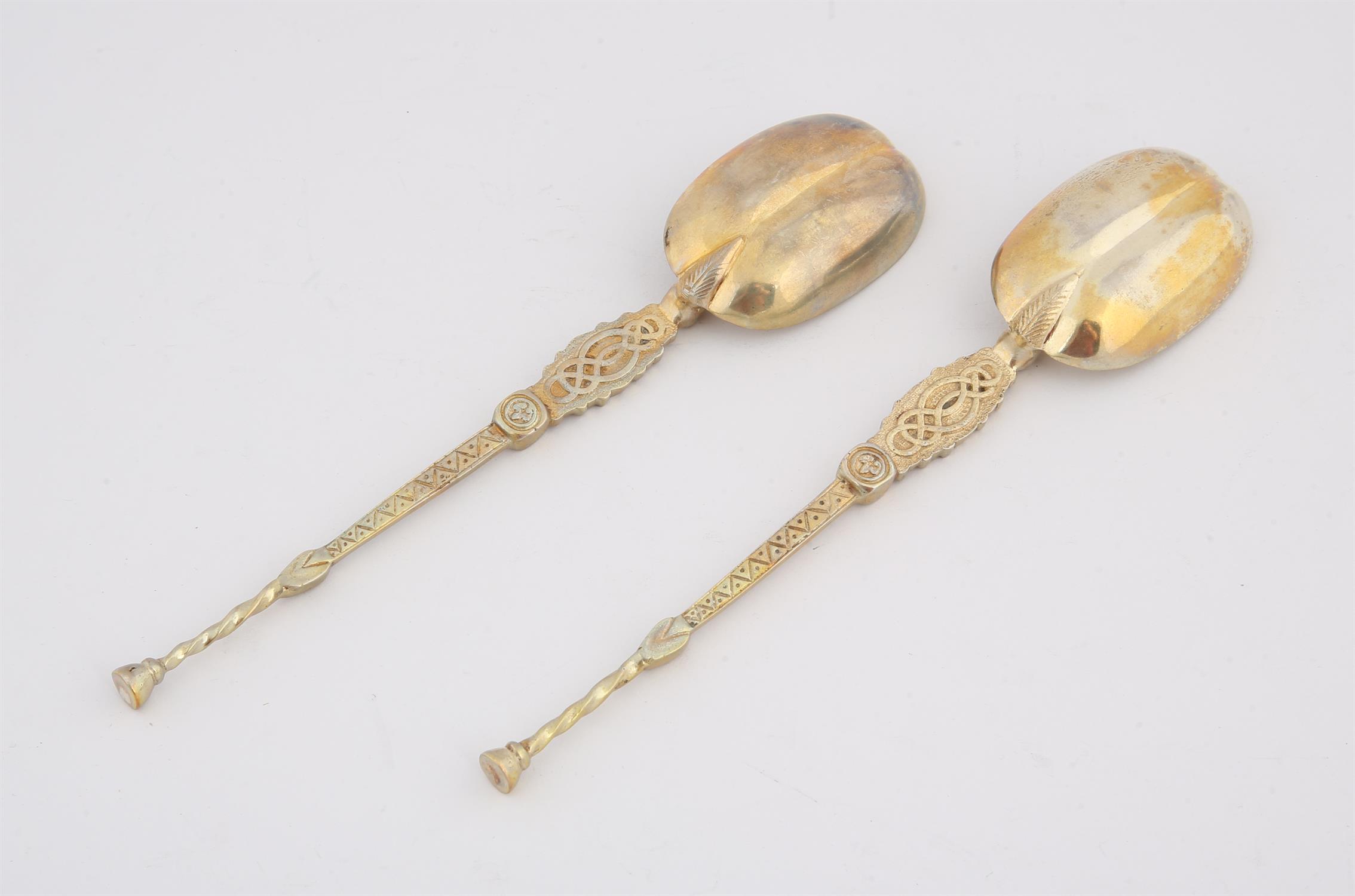 Pair of cast and engraved silver copies of The Royal Annointing or Coronation spoon (London, 1910, - Image 2 of 2