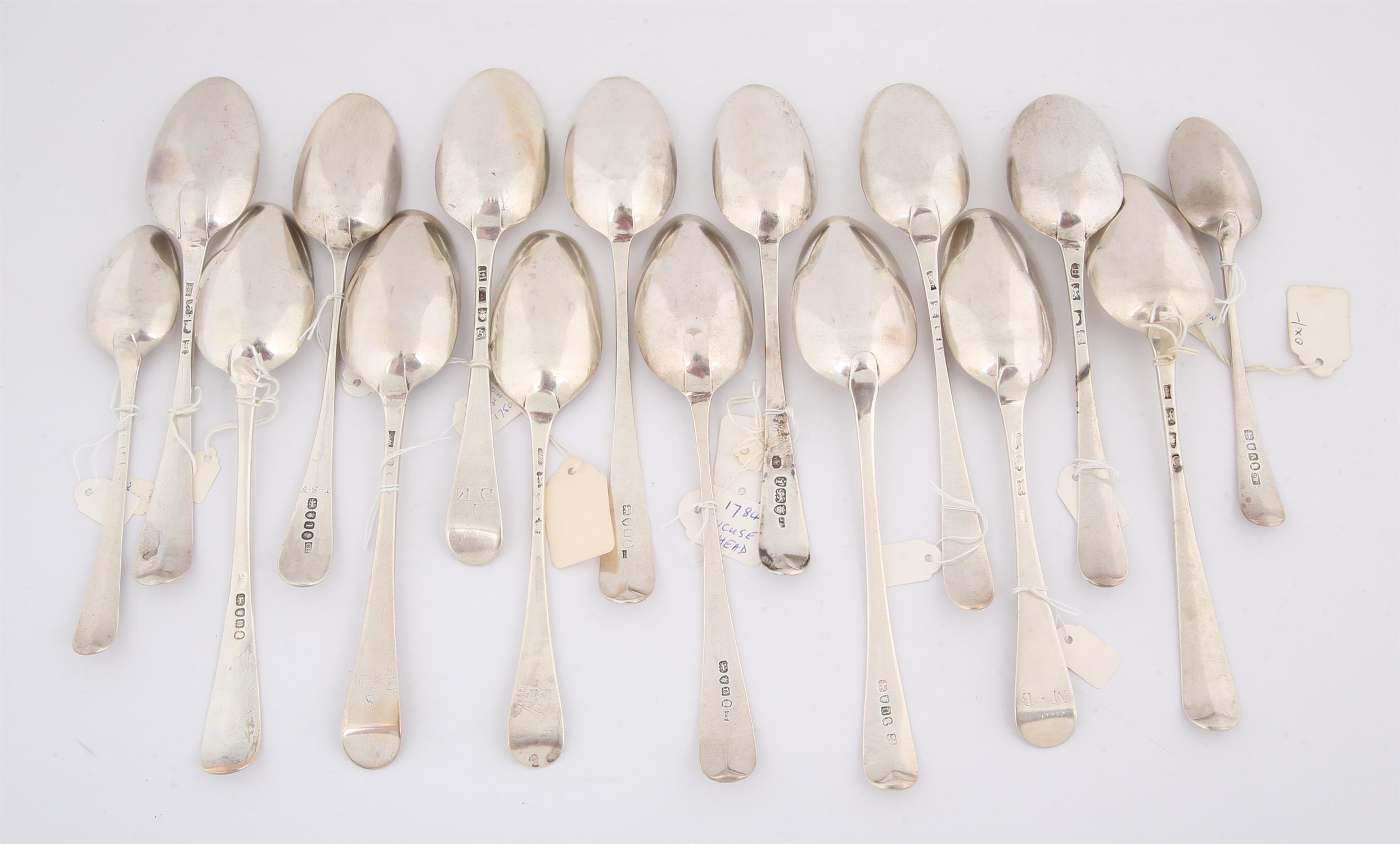 Sixteen 18th century silver Old English Pattern spoons, 28ozs 868 grams SILVER COLLECTION OF SIR - Image 3 of 3