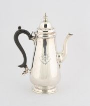 Regimental silver, coffee pot in George III style with ebonised handle, with Devonshire Regiment