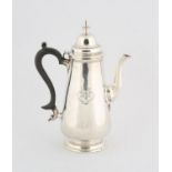 Regimental silver, coffee pot in George III style with ebonised handle, with Devonshire Regiment