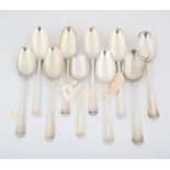 Ten various 18th century silver spoons, 17.3 ozs, 538 grams SILVER COLLECTION OF SIR RAY TINDLE