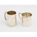 Two plain silver Christening mugs, 6.3 ozs 1988 grams SILVER COLLECTION OF SIR RAY TINDLE CBE DL