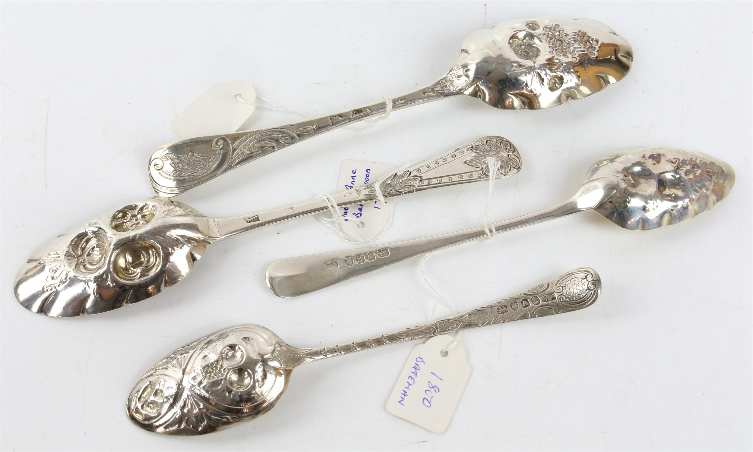 Four George III silver berry spoons, 5.9 ozs 182 grams SILVER COLLECTION OF SIR RAY TINDLE CBE - Image 2 of 3