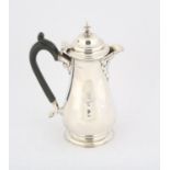 George V coffee pot of baluster form, engraved with an armorial and motto "Dum Spiro Spero",