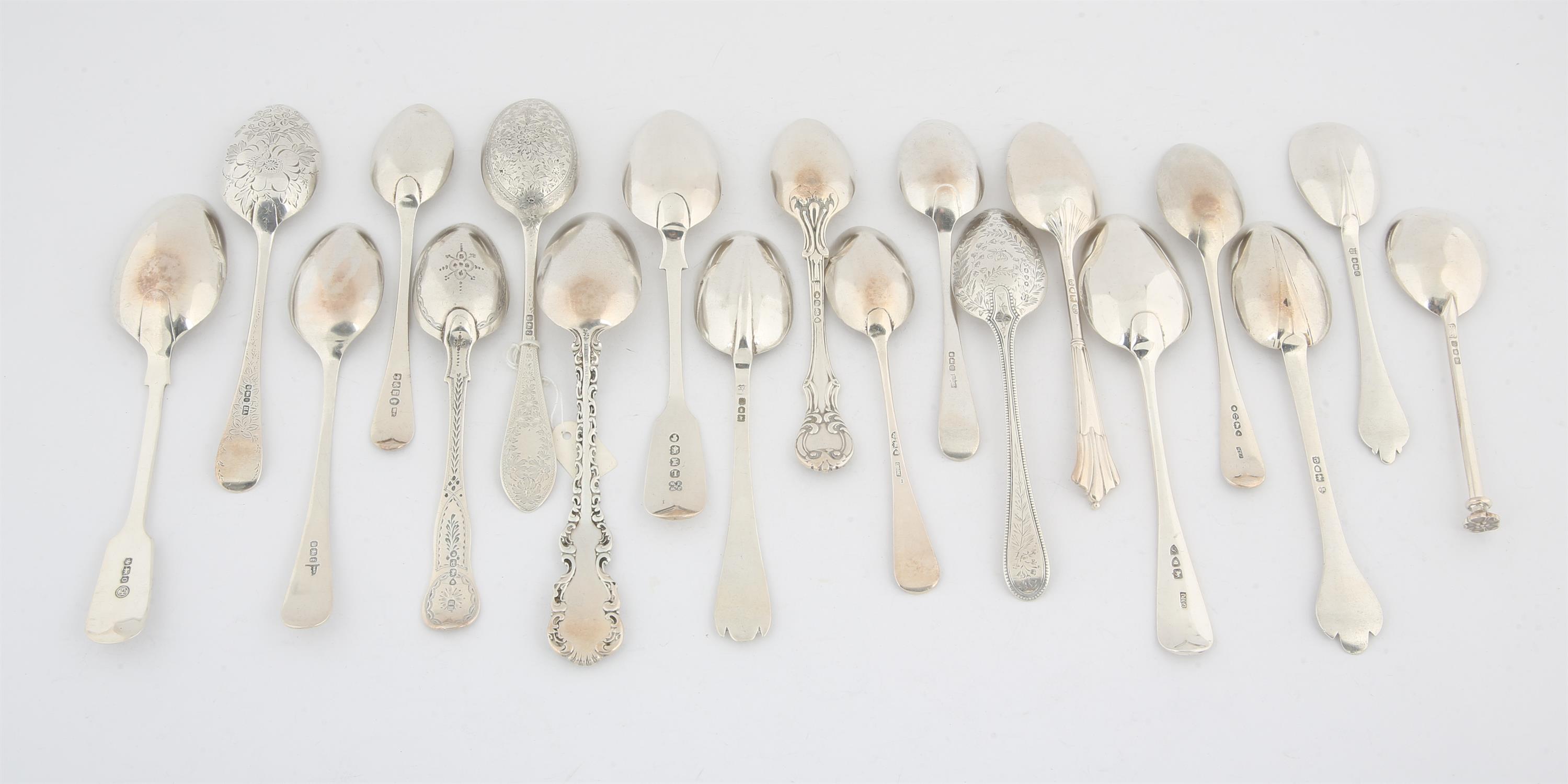 Nineteen various decorative silver spoons, including Victorian , 19.1 ozs 592 grams SILVER - Image 2 of 2