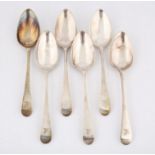 AMENDED DESCRIPTION George III set of six matching Old English silver table spoons, London 1792, 12.