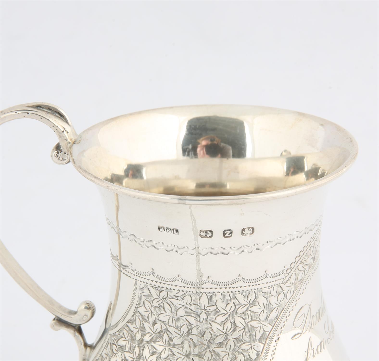 Victorian christening mug with a band of foliage decoration, Birmingham 1898, 3.3 ozs 102 grams - Image 2 of 2