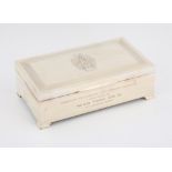 Engine turned silver box with coat of Arms and inscription, " Honorary freedom of the town of