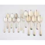 Fifteen various silver spoons and forks, 17 ozs 531 grams SILVER COLLECTION OF SIR RAY TINDLE