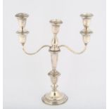 Foreign sterling silver weighted two branch candelabrum, 30 cms high SILVER COLLECTION OF SIR