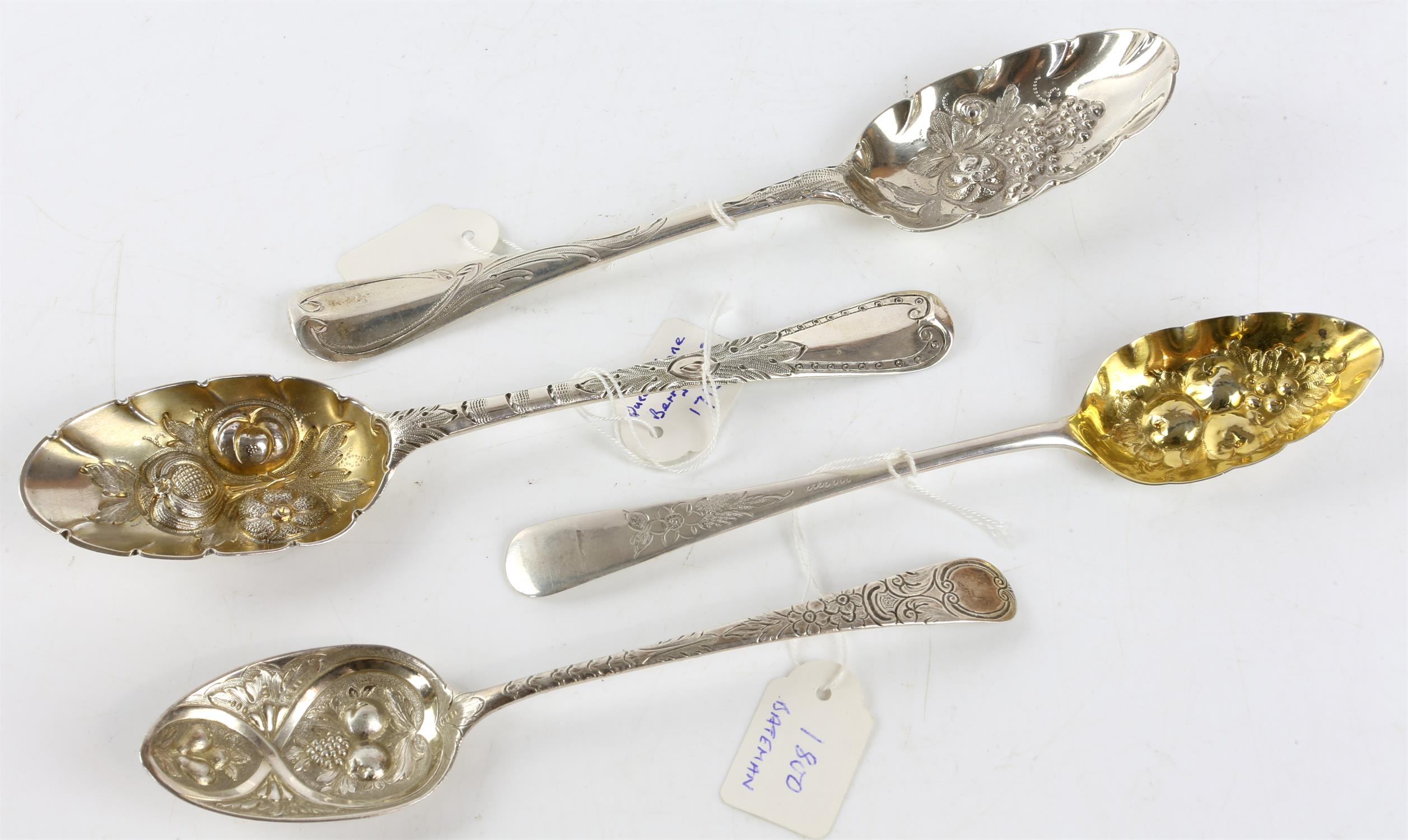 Four George III silver berry spoons, 5.9 ozs 182 grams SILVER COLLECTION OF SIR RAY TINDLE CBE