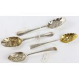 Four George III silver berry spoons, 5.9 ozs 182 grams SILVER COLLECTION OF SIR RAY TINDLE CBE