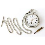 Silver cased open face pocket watch, the white enamel dial signed J G Graves of Sheffield,