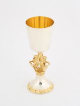 An Aurum silver and silver-gilt College of Arms goblet, the plain bowl above stem with three