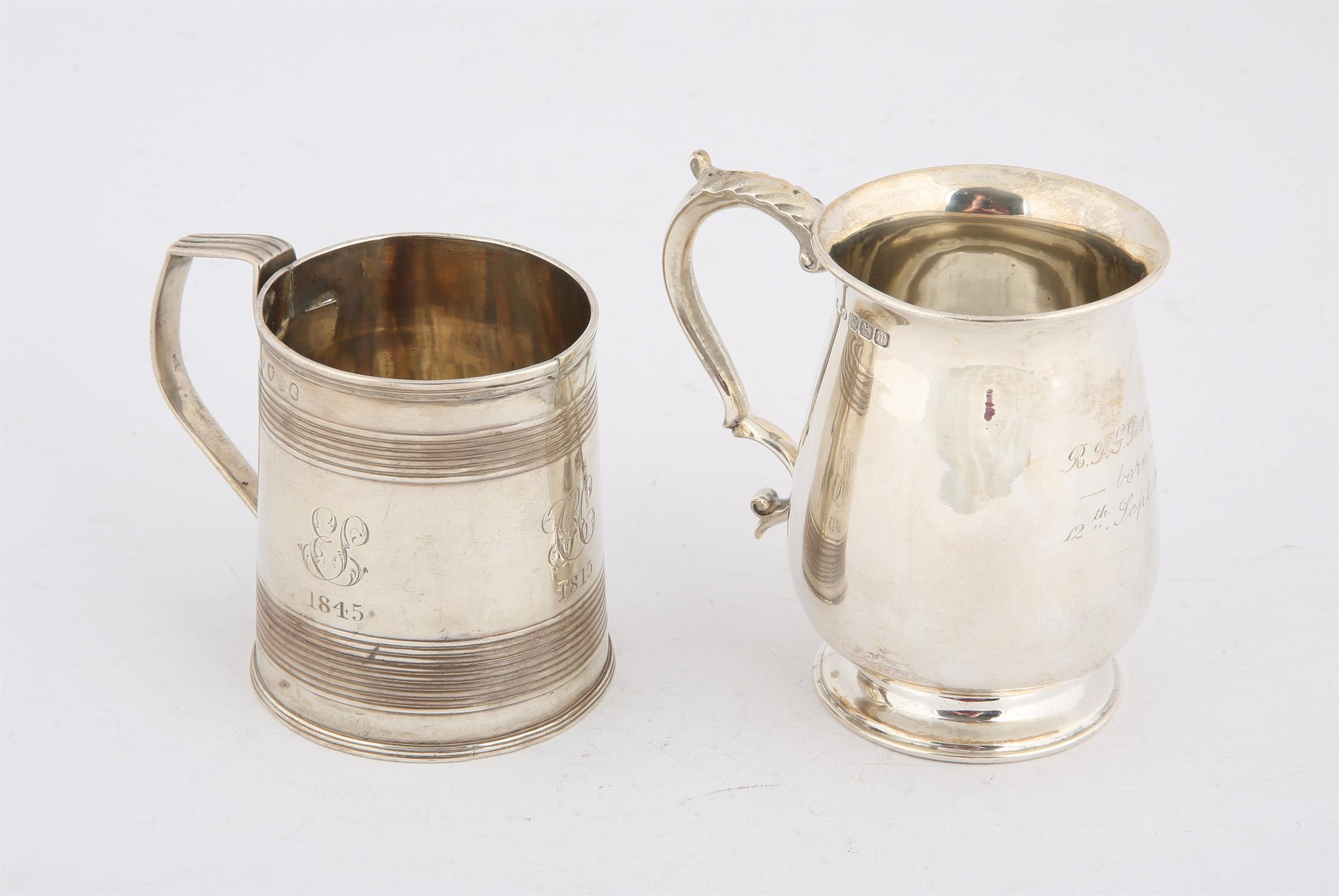 Two silver Christening mugs, 6.3 ozs. 196 grams SILVER COLLECTION OF SIR RAY TINDLE CBE DL