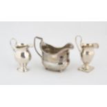 Three silver cream jugs, One George III the others more modern, 7.2 ozs, 224 grams SILVER