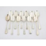 Twelve various 18th century silver table spoons, 23.8 ozs, 739 grams SILVER COLLECTION OF SIR