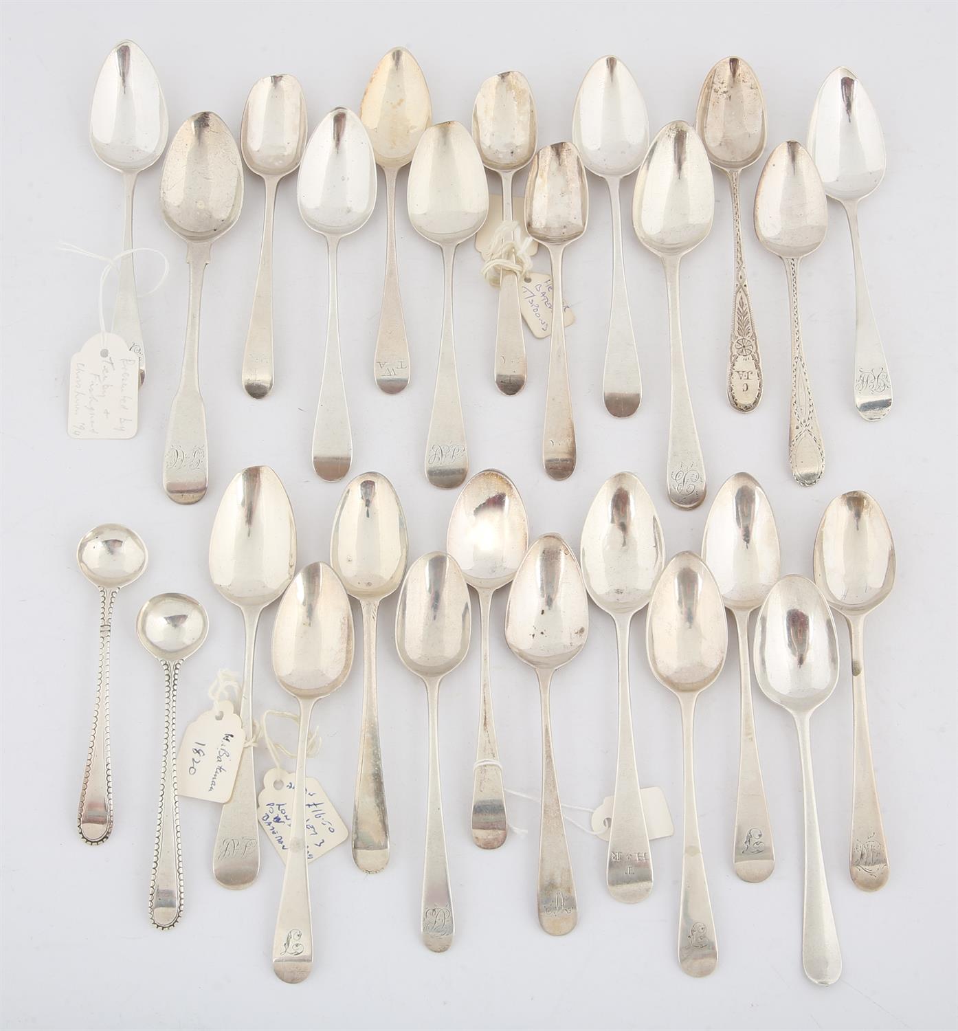 Twenty six various George III and later small silver spoons, 11.1 ozs 346 grams SILVER