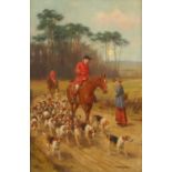 George Goodwin Kilburne (British, 1839-1924), fox hunting scene, 1903, oil on panel,