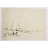 William Leighton Leitch R.I. (British, 1804-1883), sailing boats on an estuary, pen and sepia ink