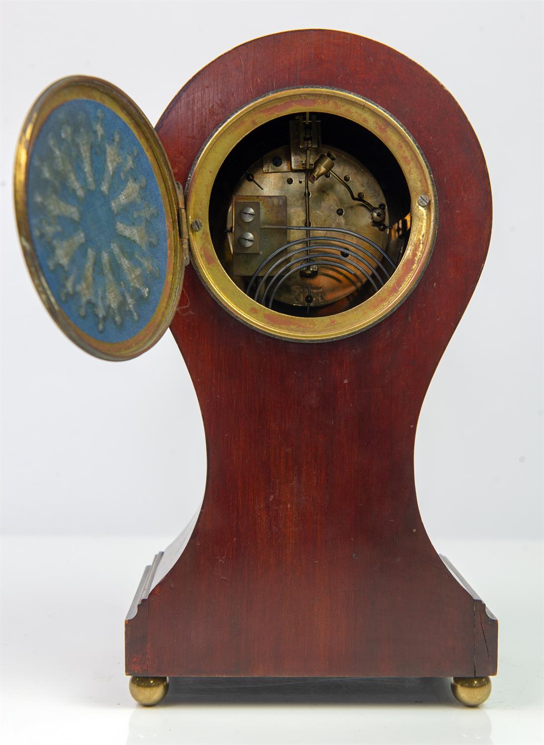 Edwardian mahogany balloon clock the two train French movement by Couillet Freres, - Image 14 of 28