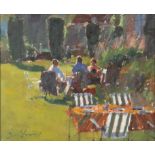 Bruce Yardley (British, b. 1962), 'Striped Chairs, Glyndebourne', oil on canvas, signed lower left,