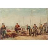 Early twentieth-century European School, Normandy fishing scene, oil on canvas, signed indistinctly