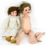 Armand Marseille AM390 bisque headed girl doll with sleeping brown eyes and open mouth,