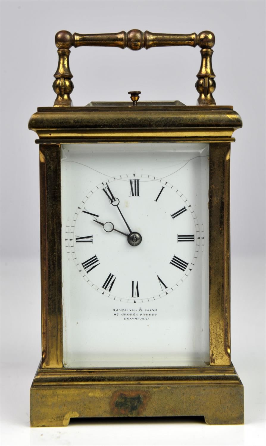 A brass repeating carriage clock, late 19th Century, retailed by Marshall and Sons, - Image 2 of 6