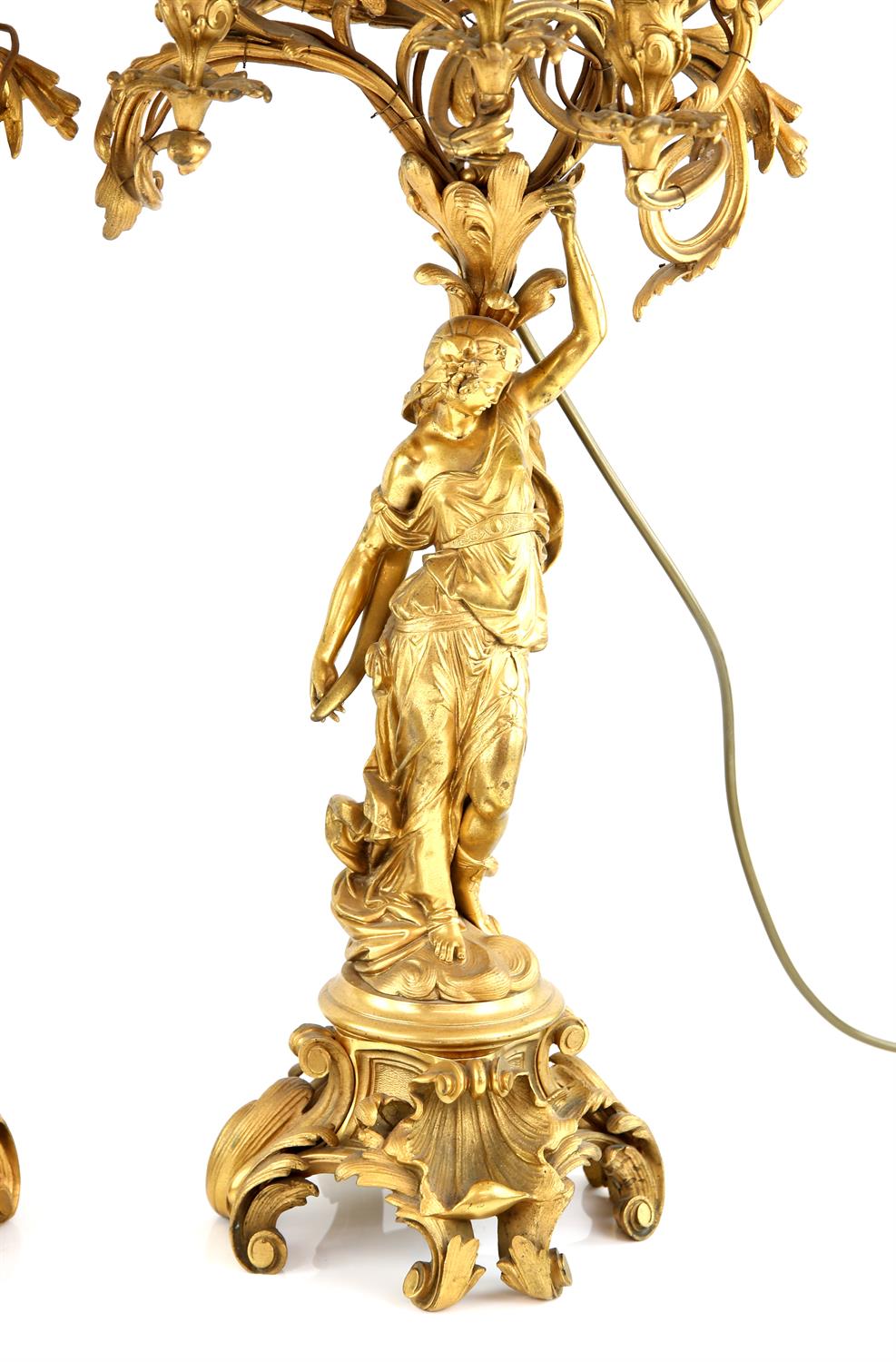 Pair of Napoleon III gilt bronze figural candelabra, stamped H. Picard, each with eight later - Image 2 of 5