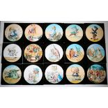 Alice In Wonderland. A set of 42 magic lantern slides. Numbered lithographic illustrations for