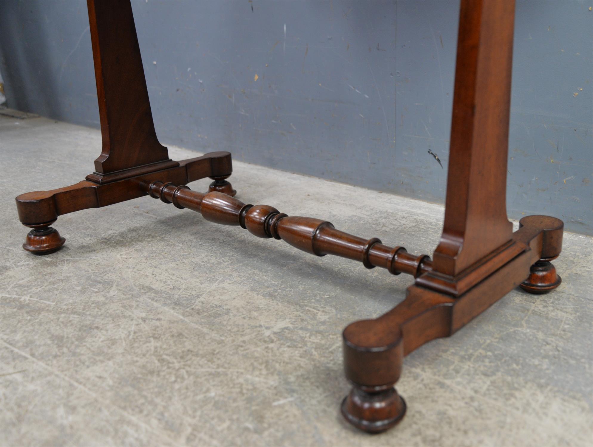 Victorian mahogany table, with red leather inset top, with pendant turned knobs, on end supports, - Image 4 of 4