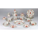 Herend coffee set, decorated with sprays of Red flowers, to comprise a coffee pot and cover, jug,