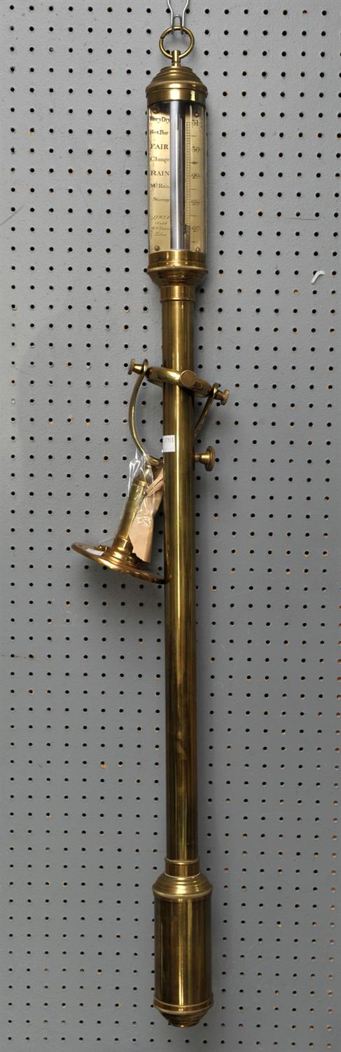 Portuguese brass ship's barometer on gimbal arm, by JJBLM, 16 a 22 R. N. Desterro, Lisbon,