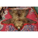 Full Russian brown bear skin, professionally re-backed, Circa 1915, 147cm x 163cm