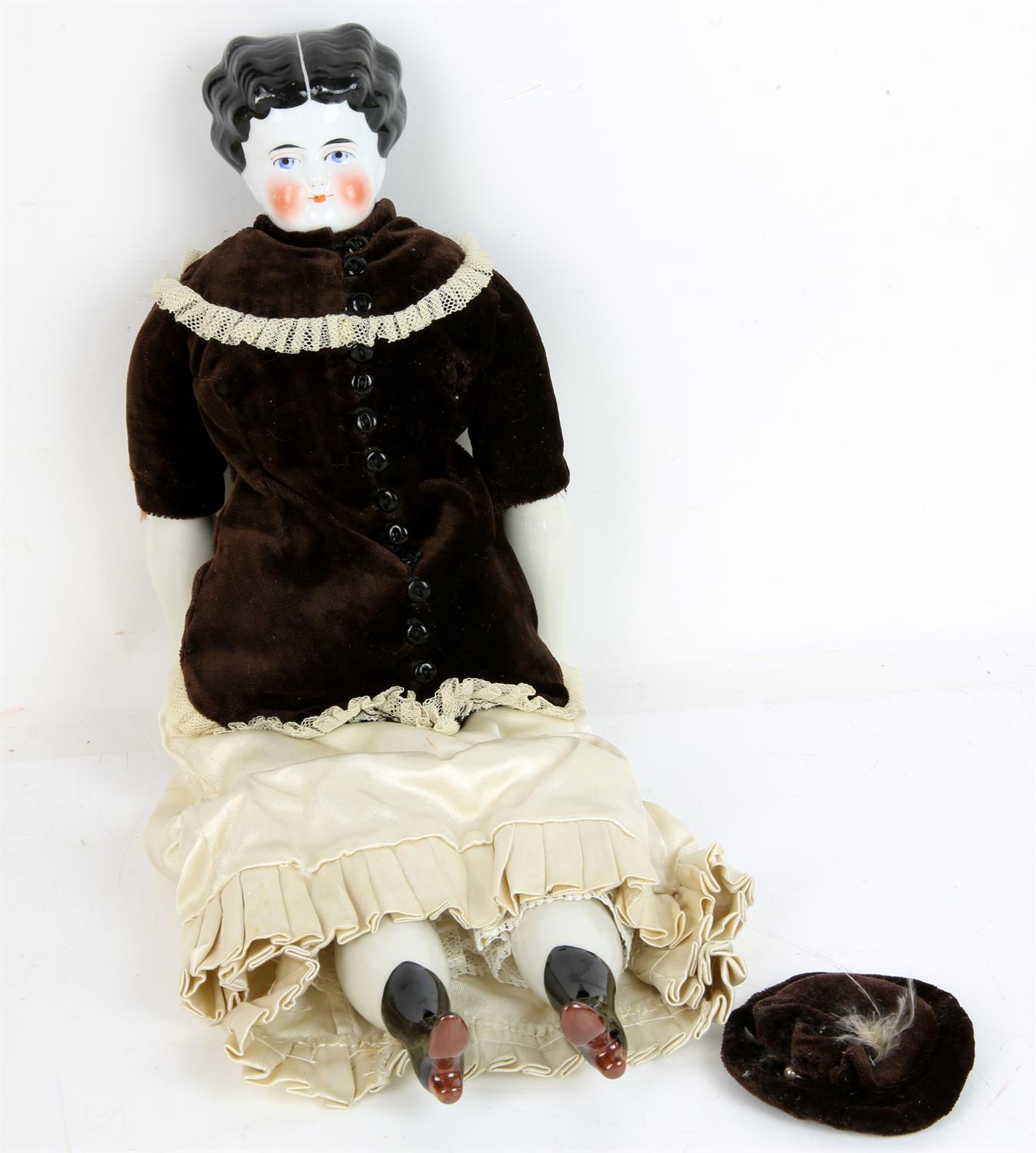 Armand Marseille AM390 bisque headed girl doll with sleeping brown eyes and open mouth, - Image 7 of 12