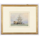 George Jackson (1816-1876), 'Timber ships at Portsmouth Harbour', watercolour, unsigned, 15.