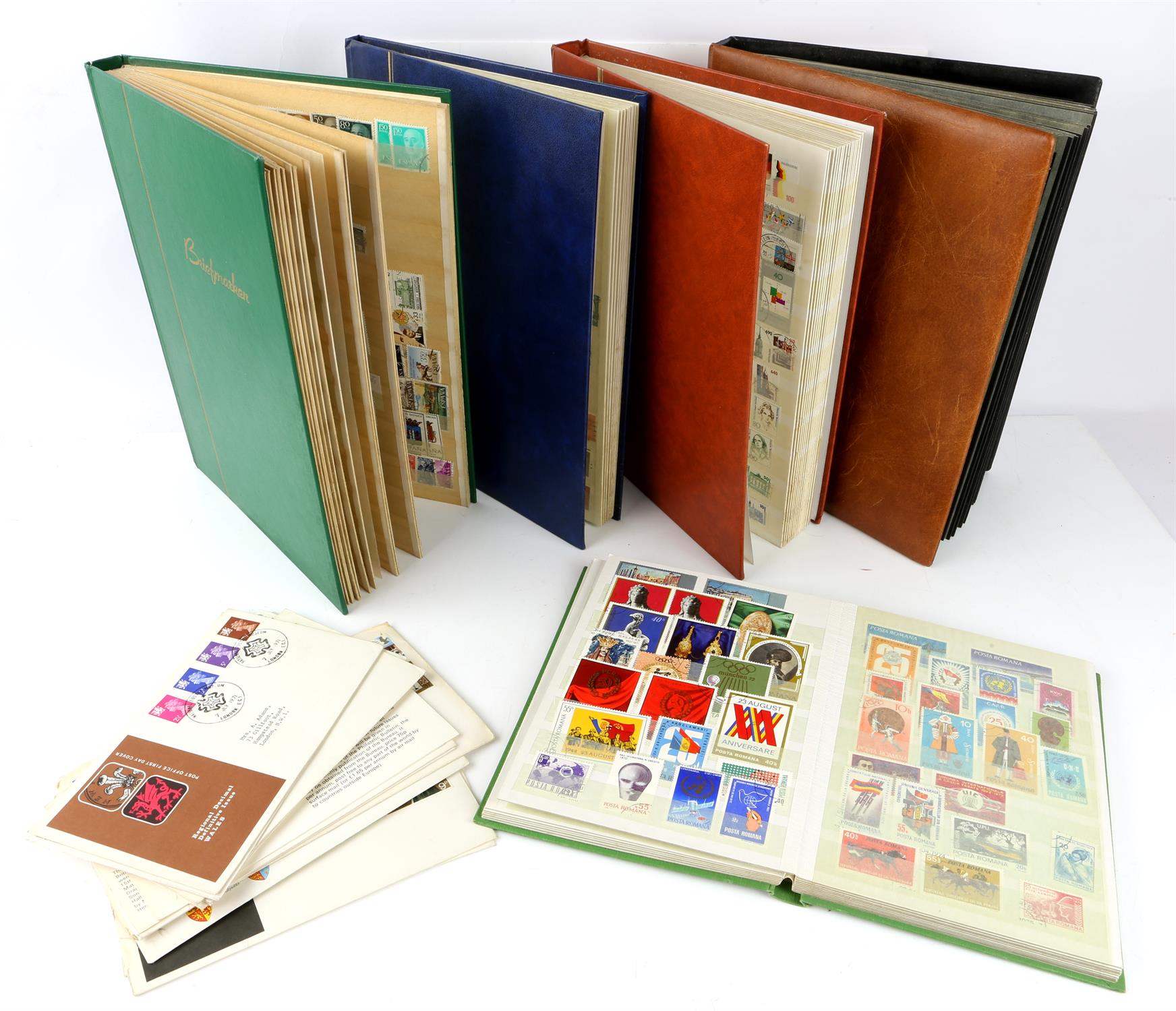 World Stamps in Stock Books(7) plus loose First Day Covers with Great Britain and Germany