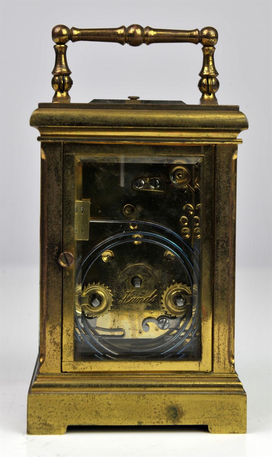 A brass repeating carriage clock, late 19th Century, retailed by Marshall and Sons, - Image 4 of 6