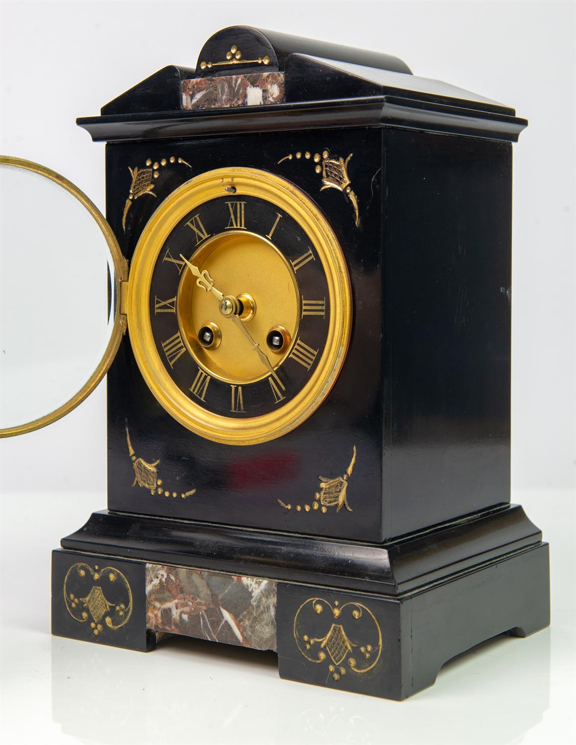 Edwardian mahogany balloon clock the two train French movement by Couillet Freres, - Image 5 of 28