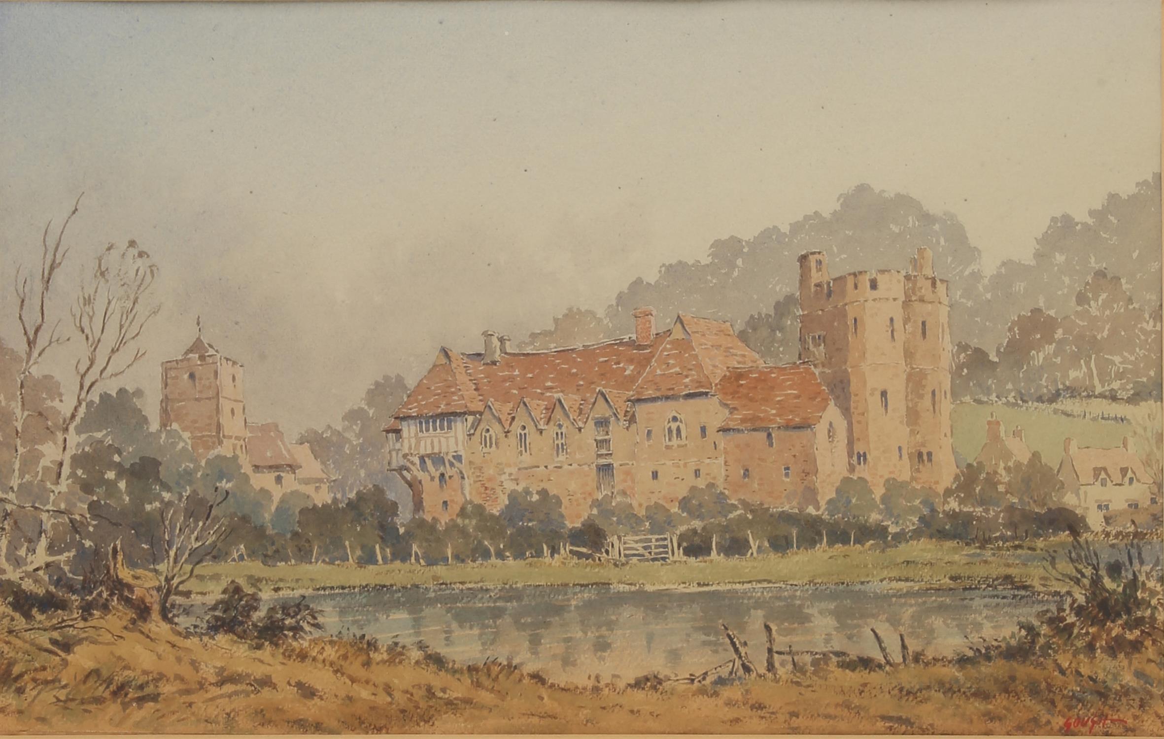 John W. Gough (British, twentieth century), Stokesay Castle, Shropshire, watercolour,